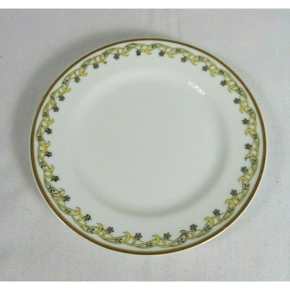 Haviland Schleiger 101 Black Flower Yellow Scroll Fruit Dessert Plate